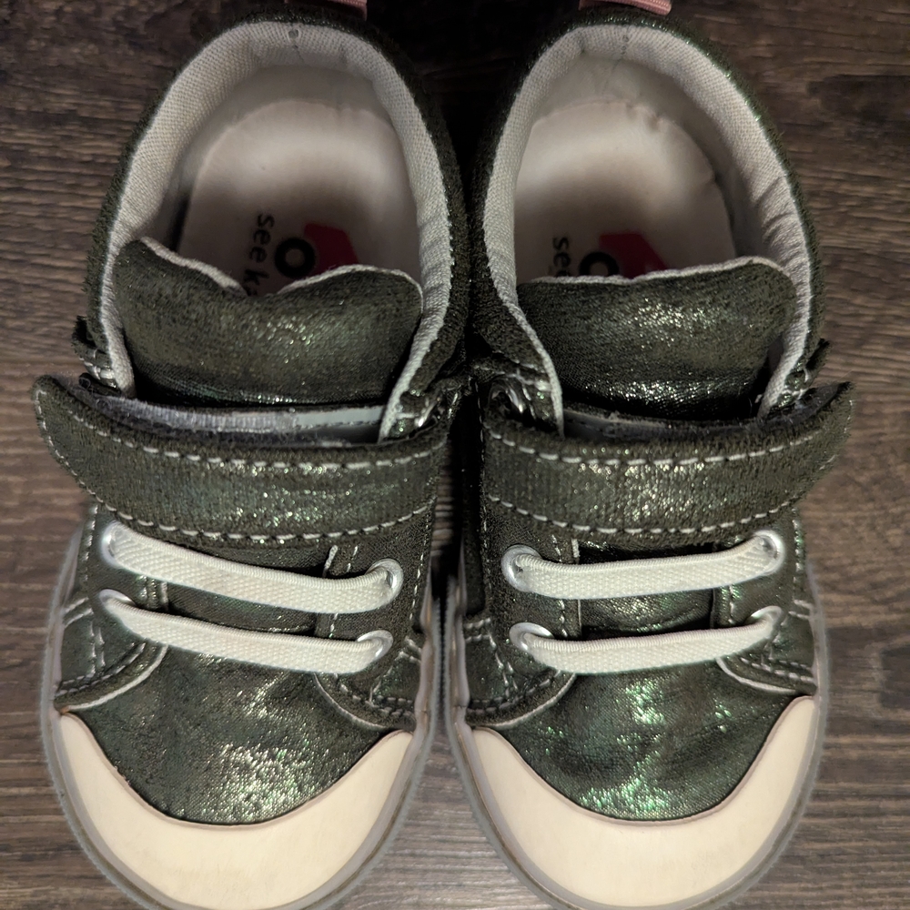 Kids Metallic Green Sneakers